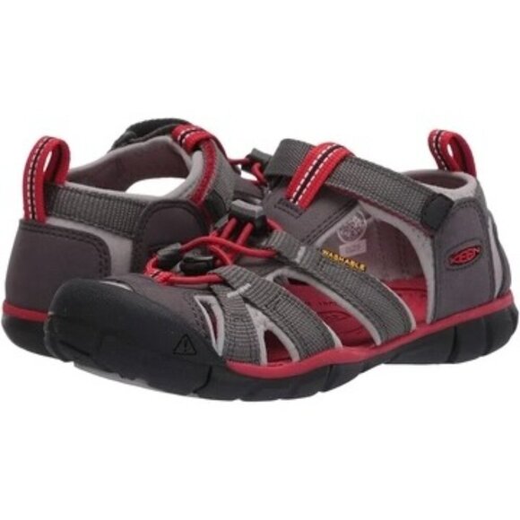 KEEN kids' Seacamp II CNX sandals red grey 4 - Picture 1 of 8